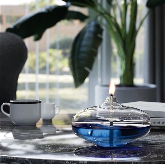 Brand New Handmade Oil Lamp Candle Decorative Refillable Glass Lantern Ice Blue - Picture 9 of 10